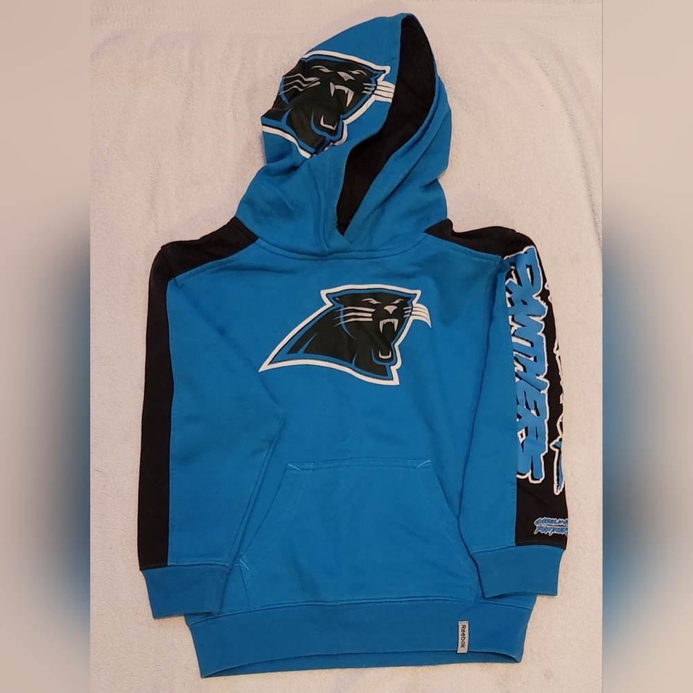 Boys Reebok Kids Teal and Black Carolina Panthers Hooded Sweatshirt Medium